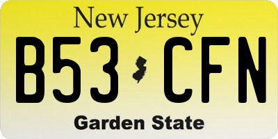 NJ license plate B53CFN