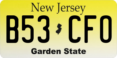 NJ license plate B53CFO