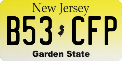 NJ license plate B53CFP