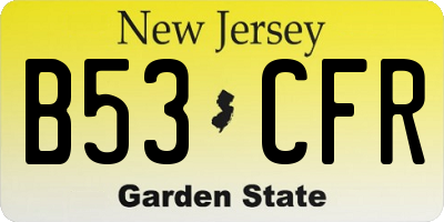NJ license plate B53CFR