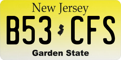 NJ license plate B53CFS