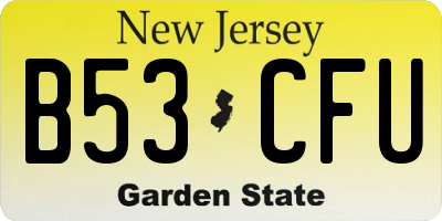 NJ license plate B53CFU