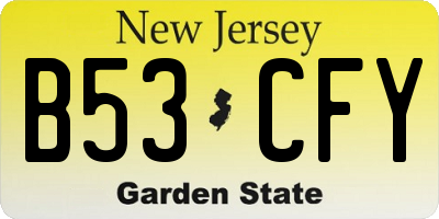 NJ license plate B53CFY