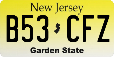 NJ license plate B53CFZ