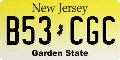 NJ license plate B53CGC