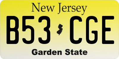 NJ license plate B53CGE