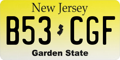 NJ license plate B53CGF