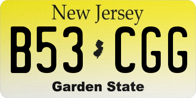 NJ license plate B53CGG