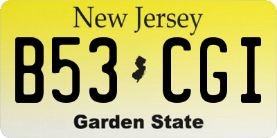 NJ license plate B53CGI