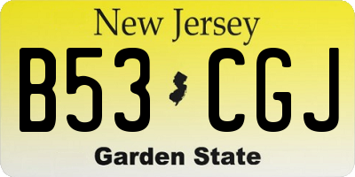 NJ license plate B53CGJ