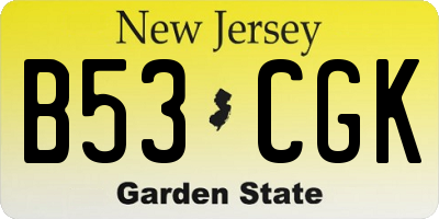 NJ license plate B53CGK