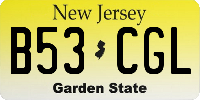 NJ license plate B53CGL