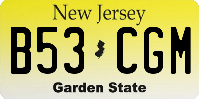 NJ license plate B53CGM