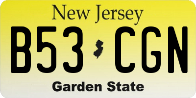 NJ license plate B53CGN