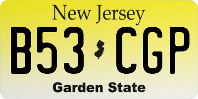 NJ license plate B53CGP