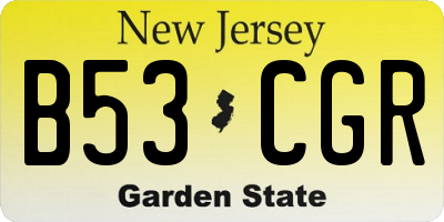 NJ license plate B53CGR