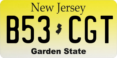 NJ license plate B53CGT