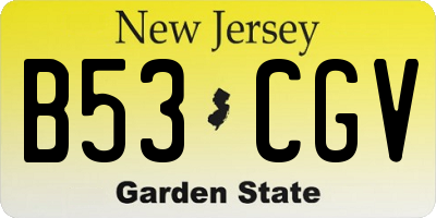 NJ license plate B53CGV