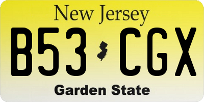 NJ license plate B53CGX