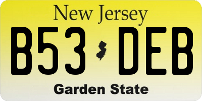 NJ license plate B53DEB