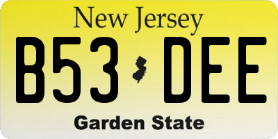 NJ license plate B53DEE