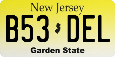 NJ license plate B53DEL