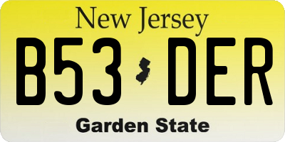 NJ license plate B53DER