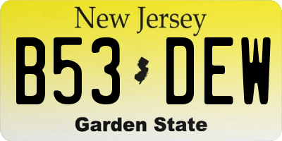 NJ license plate B53DEW