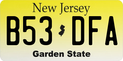 NJ license plate B53DFA
