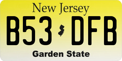 NJ license plate B53DFB