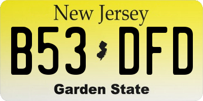 NJ license plate B53DFD