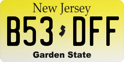 NJ license plate B53DFF