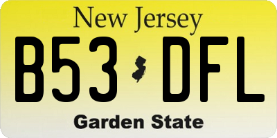 NJ license plate B53DFL