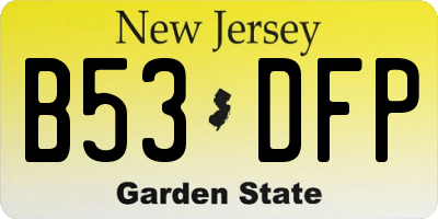 NJ license plate B53DFP