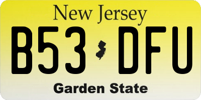 NJ license plate B53DFU