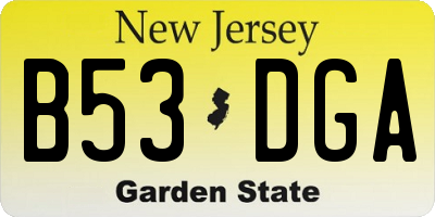NJ license plate B53DGA