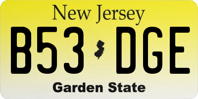 NJ license plate B53DGE