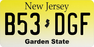 NJ license plate B53DGF