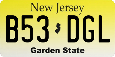 NJ license plate B53DGL