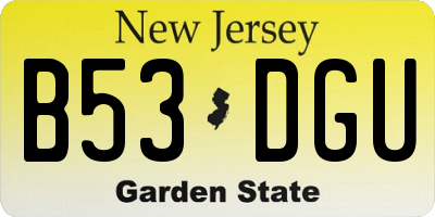 NJ license plate B53DGU