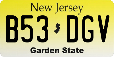 NJ license plate B53DGV