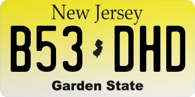 NJ license plate B53DHD