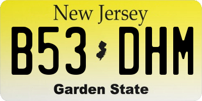 NJ license plate B53DHM
