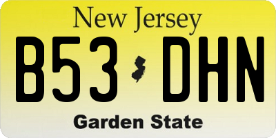 NJ license plate B53DHN