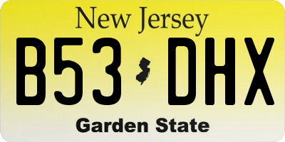 NJ license plate B53DHX