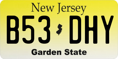 NJ license plate B53DHY