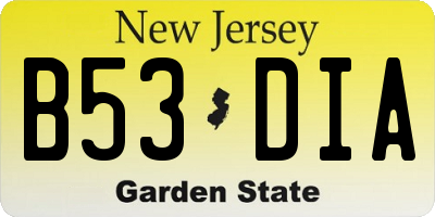 NJ license plate B53DIA
