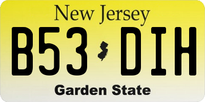 NJ license plate B53DIH