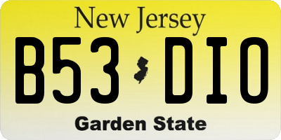 NJ license plate B53DIO