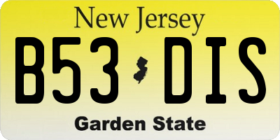 NJ license plate B53DIS